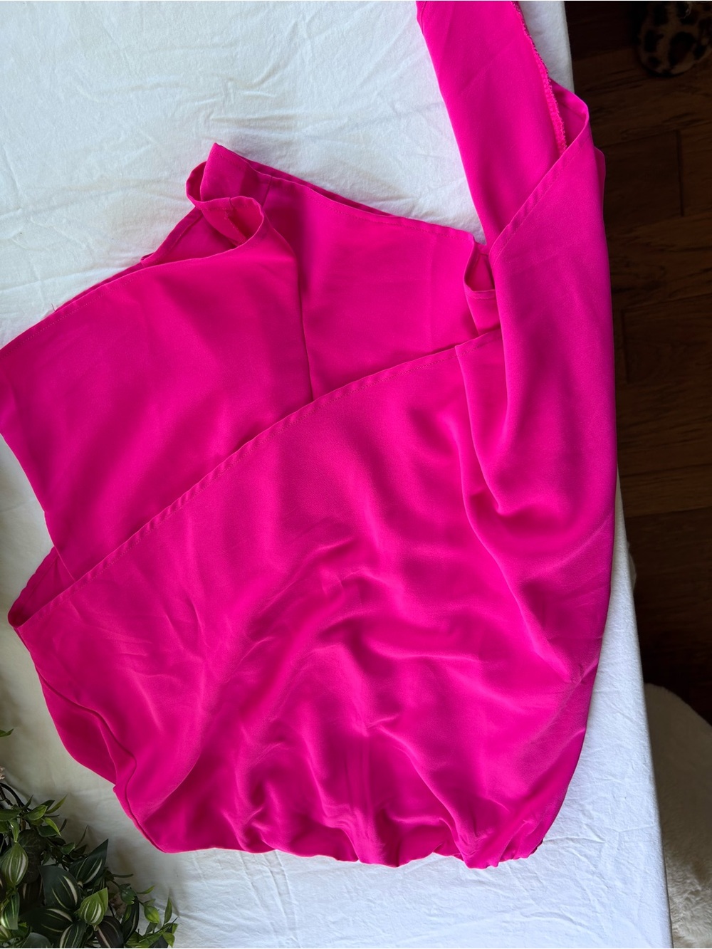 glam Vibrant Fuchsia One-Shoulder  romper